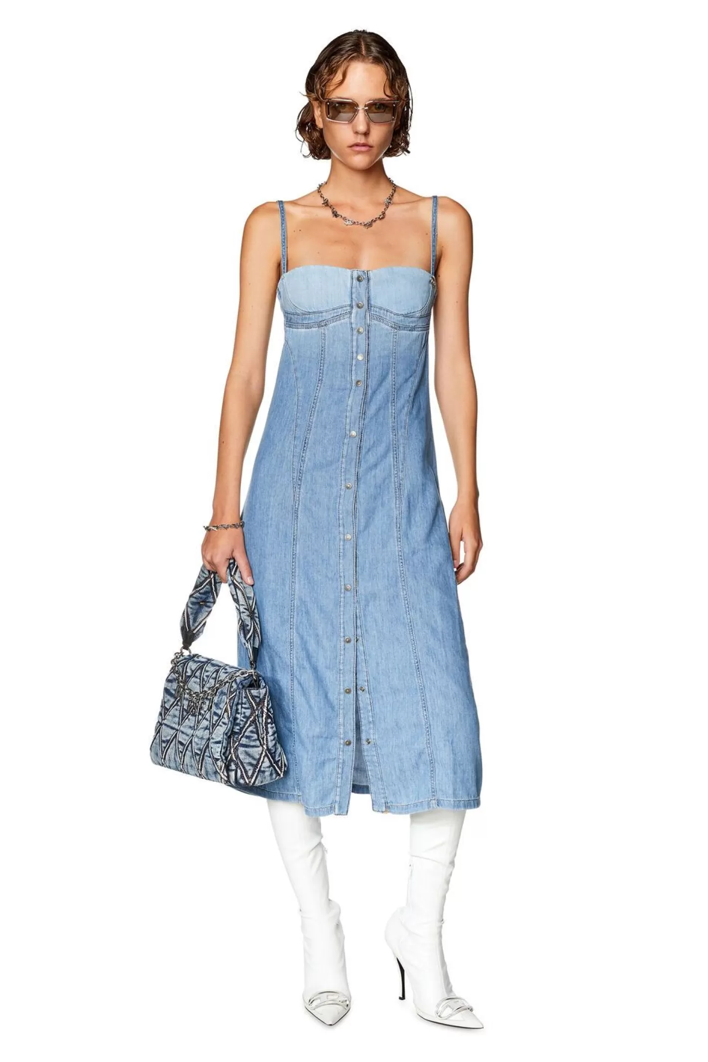 Kleider Und Latzhosen*Damen Diesel De-Dressy Hellblau