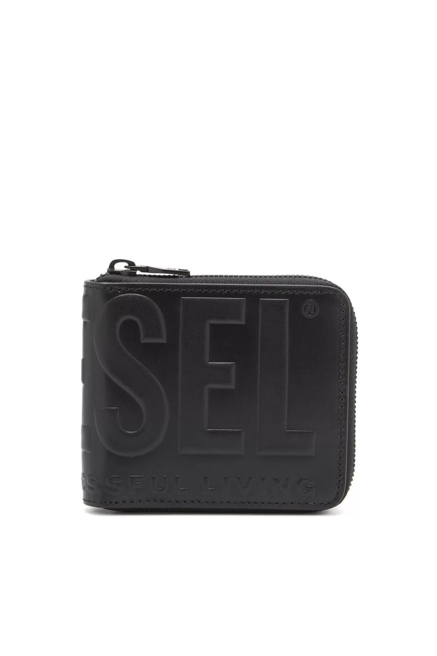 Geldbeutel*Herren Diesel Dsl 3D Bi-Fold Coin Zip Xs Schwarz