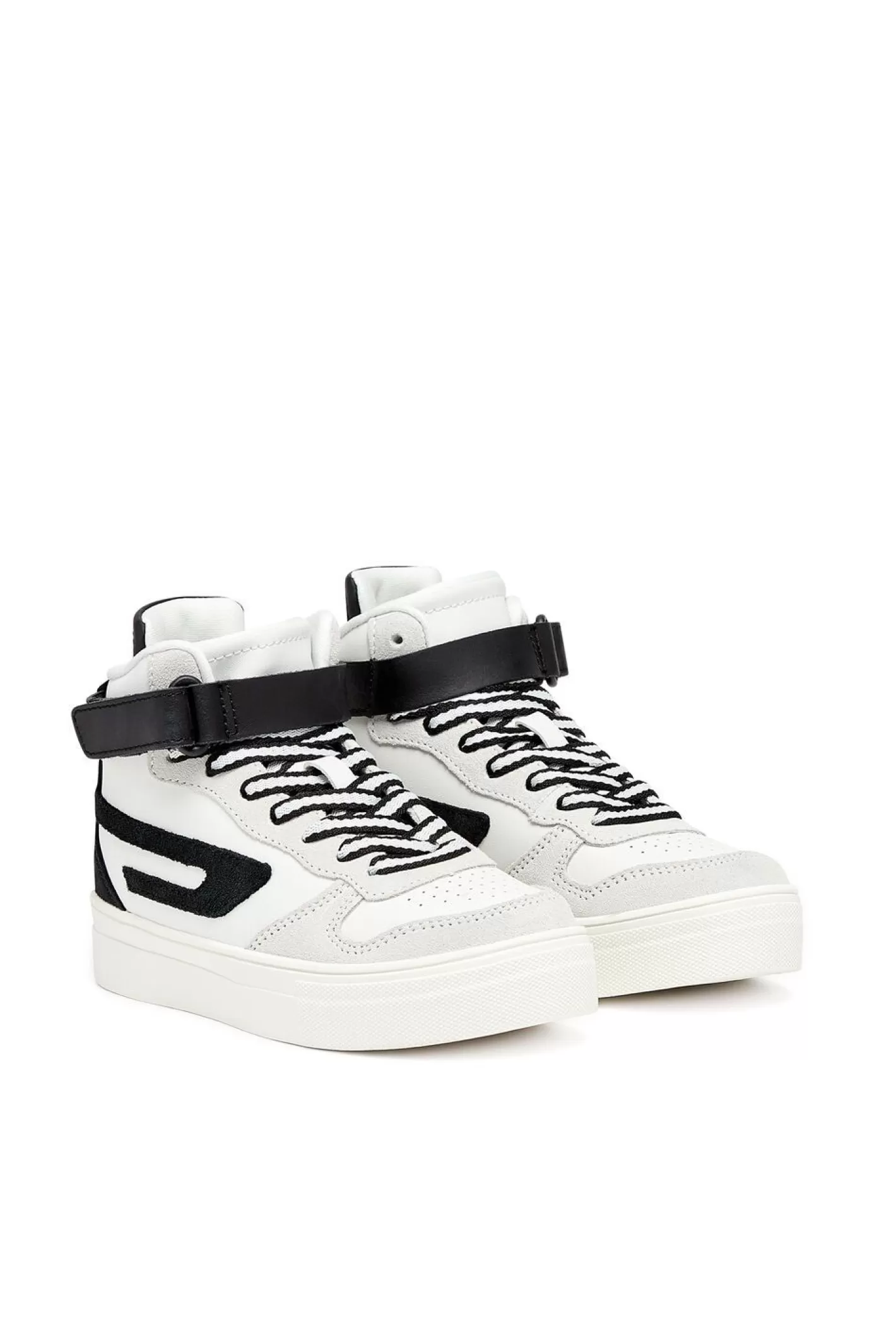 Schuhe*Kinder Diesel S-Ukiyo Mid Strap Weiss/Schwarz